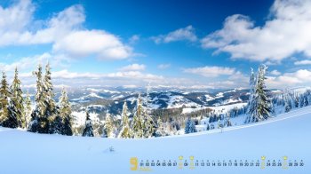 2015年9月日历唯美雪山风景电脑桌面壁纸下载