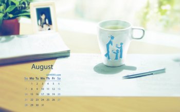 2016年8月日历清香淡雅书本图片电脑桌面壁纸下载