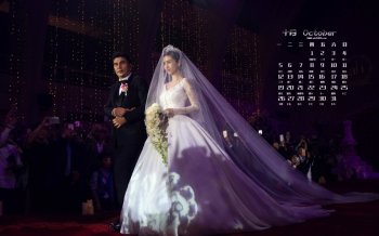 2015年10月日历黄晓明baby婚礼照片桌面壁纸下载3