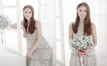 精选亚洲清纯养眼美女小清新甜美写真桌面壁纸