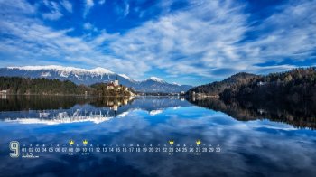 2015年9月日历广阔冰川唯美风景电脑桌面壁纸下载