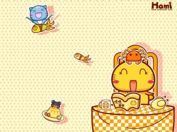 哈咪猫卡通桌面壁纸之哈咪菜谱