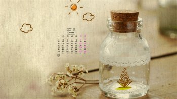 2016年2月日历清新静物桌面壁纸