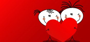 女孩，男孩，爱心，有爱的情人节壁纸