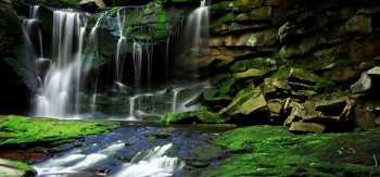 岩石,瀑布,流水,小溪流水,石头,苔藓,自然森林风景桌面壁纸