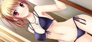 泳装女孩,眼睛,微笑,动漫桌面壁纸