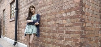 美女,墙角,转角,街道,桌面壁纸