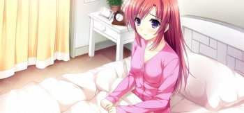 漂亮女生，大眼睛，房间，床，粉色头发，睡衣，动漫壁纸