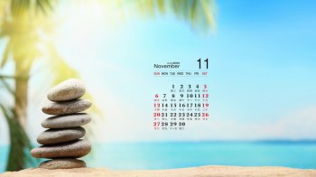 2016年11月日历蓝色大海图片电脑壁纸