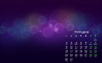 2016年5月日历简约气泡紫色背景图片桌面壁纸