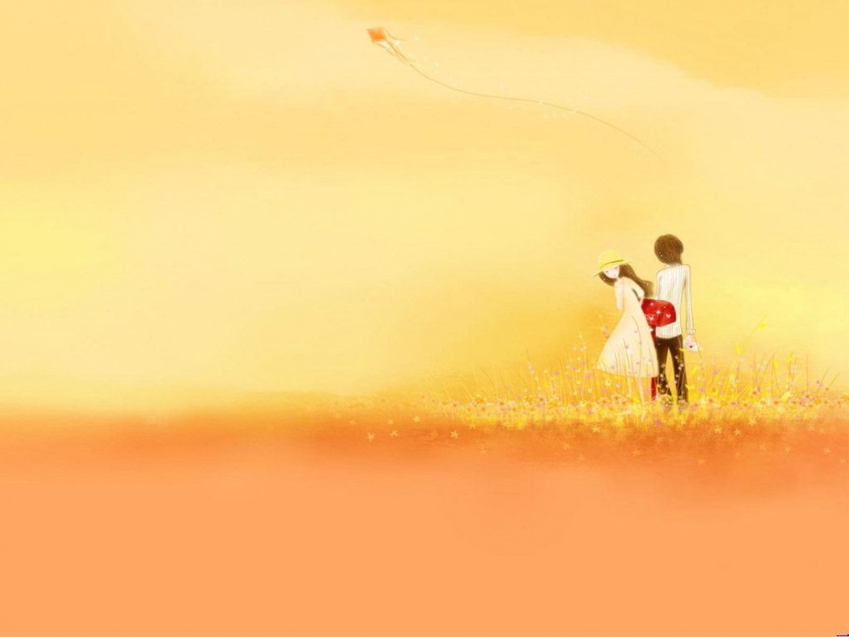 浪漫可爱情侣卡通主题背景图片