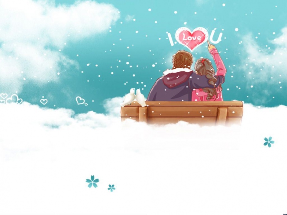 浪漫可爱情侣卡通主题背景图片