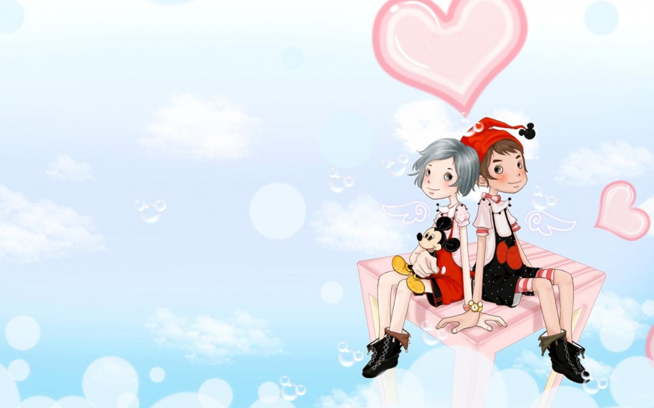 浪漫可爱情侣卡通主题背景图片