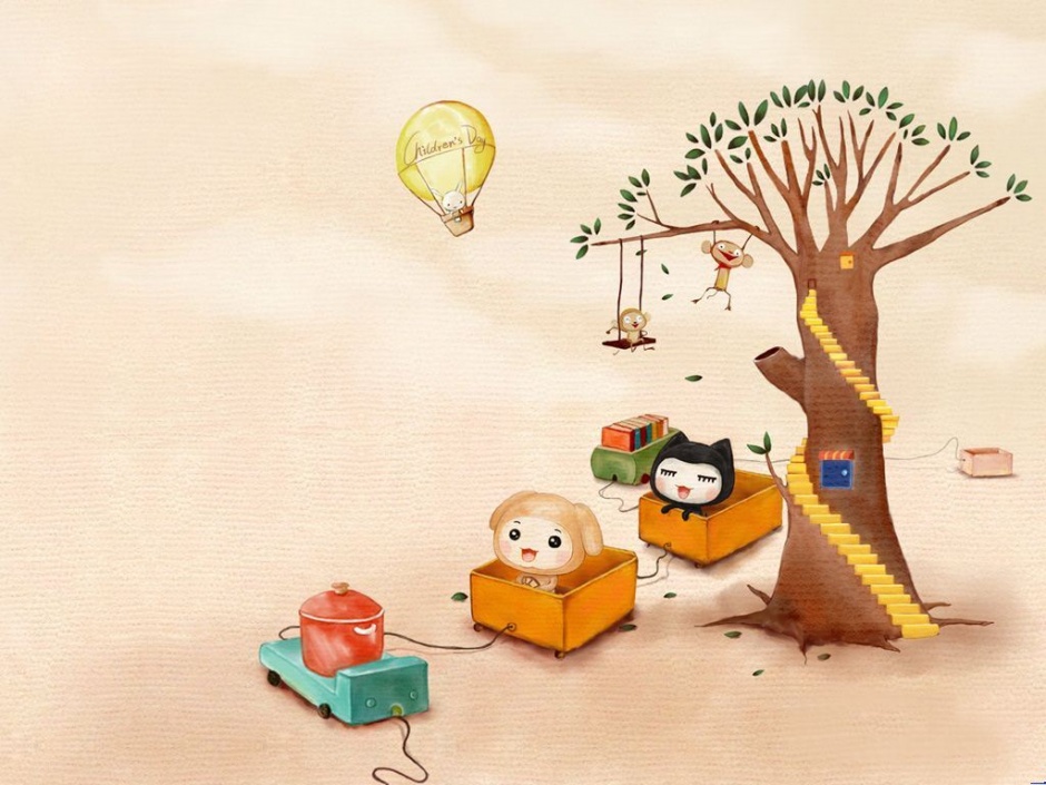 可爱清新的卡通动漫ppt背景图片