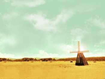 大自然清新田野风车壁纸