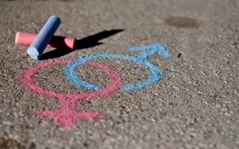 粉笔画的男女符号唯美浪漫背景图