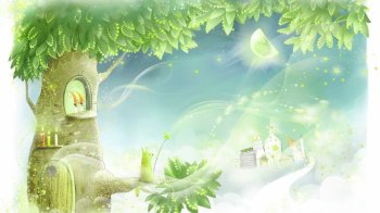 唯美卡通动漫绿色背景ppt图片