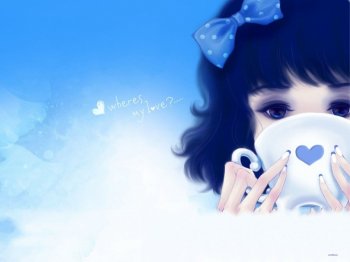 非主流女生蓝色背景ppt图片