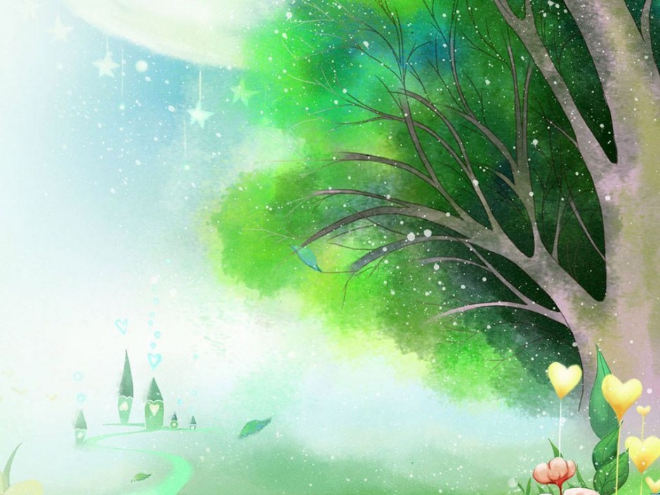 唯美清新的风景卡通背景图片