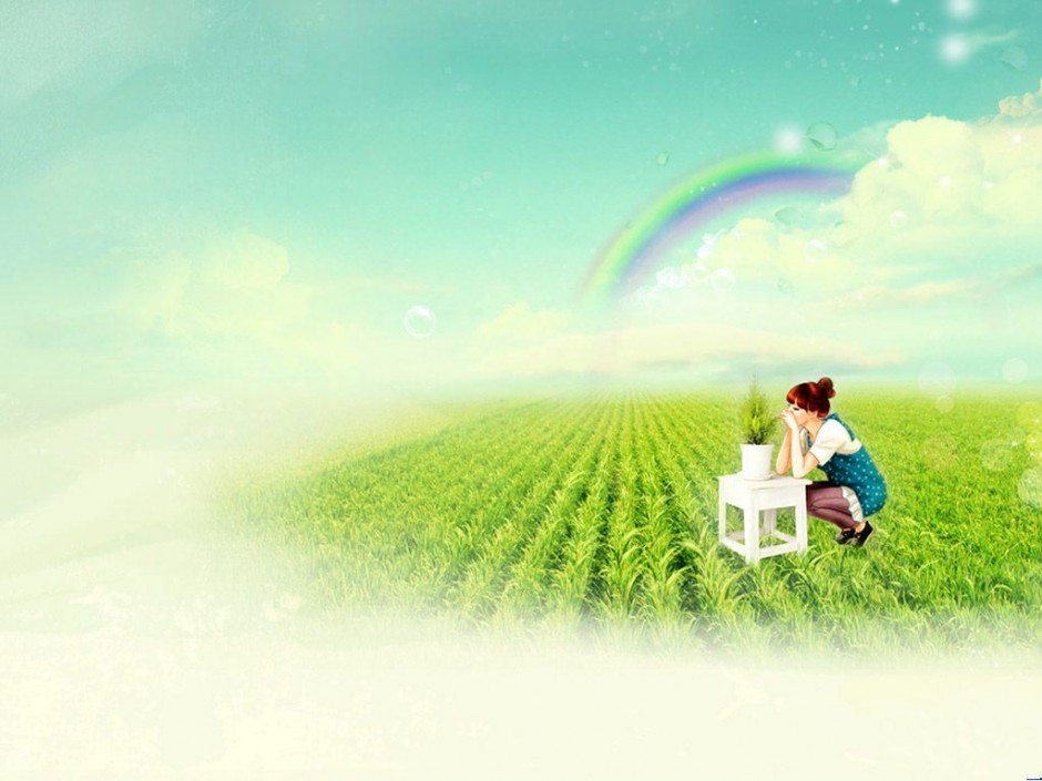 唯美淡雅卡通ppt背景图片