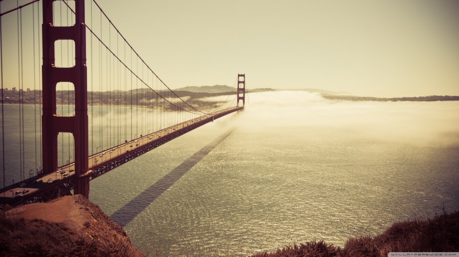 唯美的跨海大桥摄影ppt背景图片