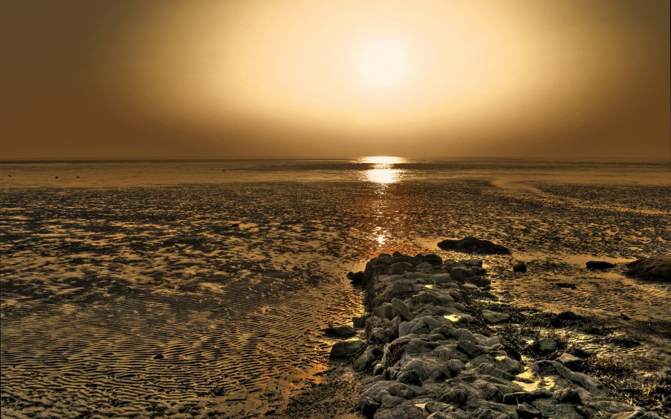 word海岸线夕阳背景图片高清