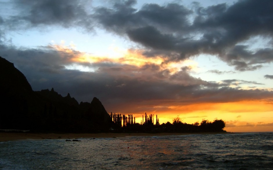 word海岸线夕阳背景图片高清