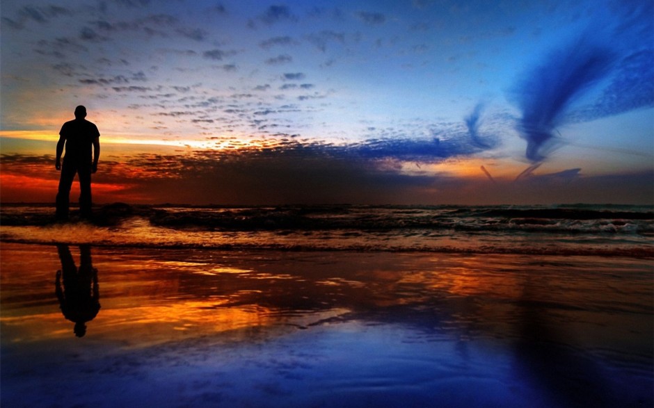 word海岸线夕阳背景图片高清