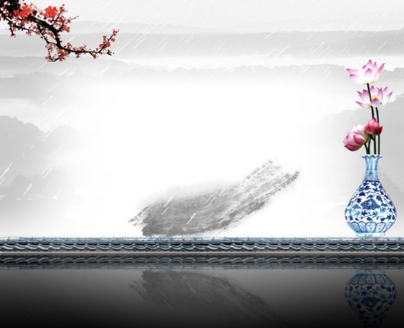 淡雅中国风水墨画背景图片
