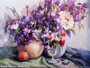 鲜艳美丽水彩画背景图片