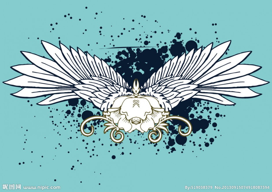 带翅膀的唯美卡通背景图素材