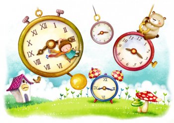 卡通美丽时钟ppt背景图片