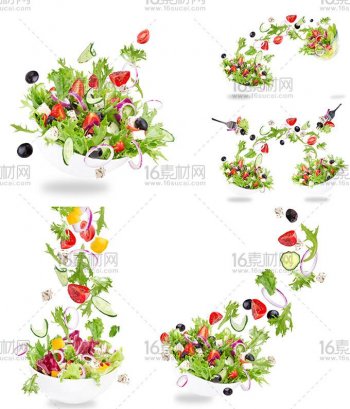 蔬菜沙拉小清新创意背景图