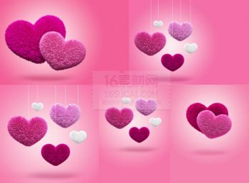 心形粉色毛绒挂饰背景图片