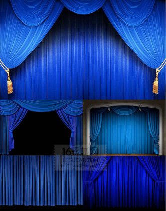 青春主题蓝色舞台幕布背景图