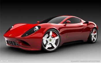 红色法拉利跑车整体外观图片