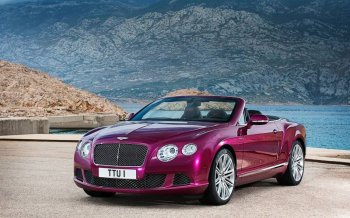 绚丽紫色宾利敞篷跑车2014款壁纸