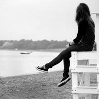 非主流黑白长发伤感女生头像