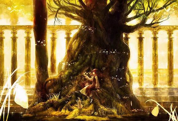 唯美意境动漫女生图像插画