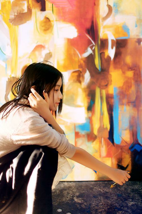 清纯少女写真展现唯美日落图片