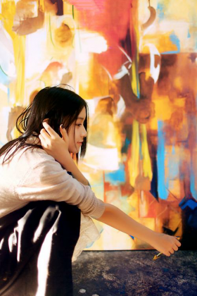 清纯少女写真展现唯美日落图片