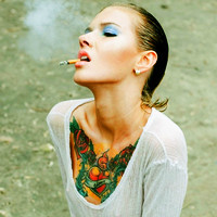 精选超拽霸气女生抽烟微信头像