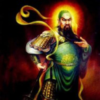 霸气彩色的关公头像纹身图案大全