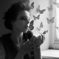 唯美欧美黑白女生头像图片