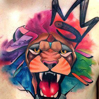 欧美超拽女生个性胸部纹身头像图片