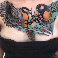 欧美超拽女生个性胸部纹身头像图片