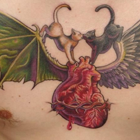 欧美超拽女生个性胸部纹身头像图片