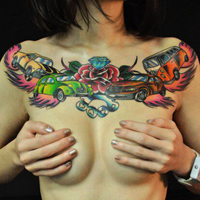 欧美超拽女生个性胸部纹身头像图片