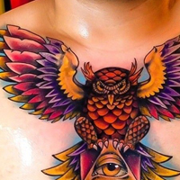 欧美超拽女生个性胸部纹身头像图片