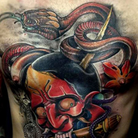 欧美超拽女生个性胸部纹身头像图片